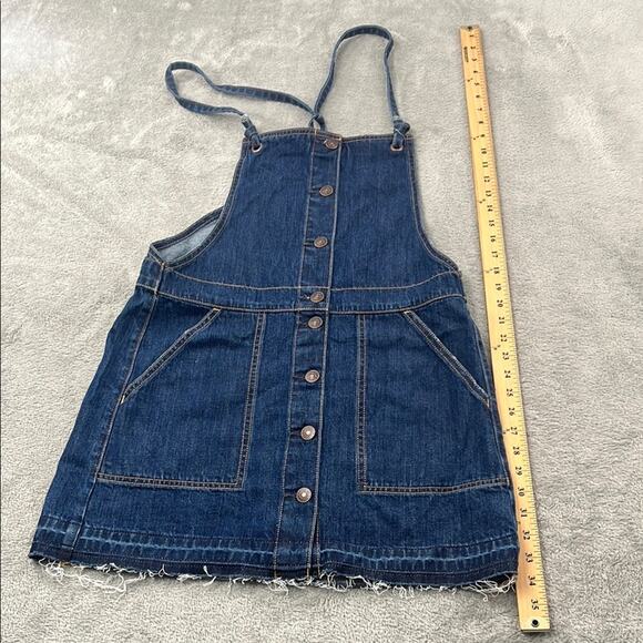 American‎ Eagle 4, 27/S Denim Skirt Overalls Shortalls Raw Hem Fray Button Down - Picture 2 of 7